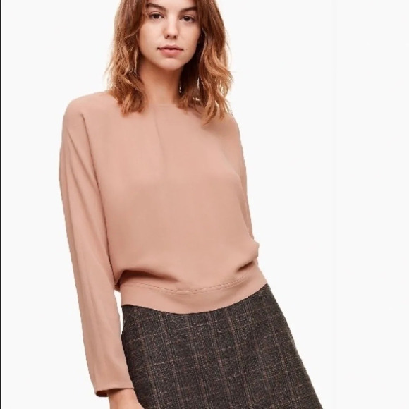 Aritzia Wilfred Loan Blouse Tie up Open Back Satin Crepe Roebuck Size XXS - Picture 1 of 12